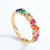 Summer Sale: Luxury S925 Silver Plated 10K Gold Rainbow Zircon Ring – Simple European & American Style for Index Finger.