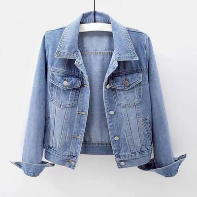 Damesjas Omgeslagen kraag Klassiek spijkerjack Enkelrijige knopen Borstzakken Slim fit Denim Hip Hop Streetwear Jassen