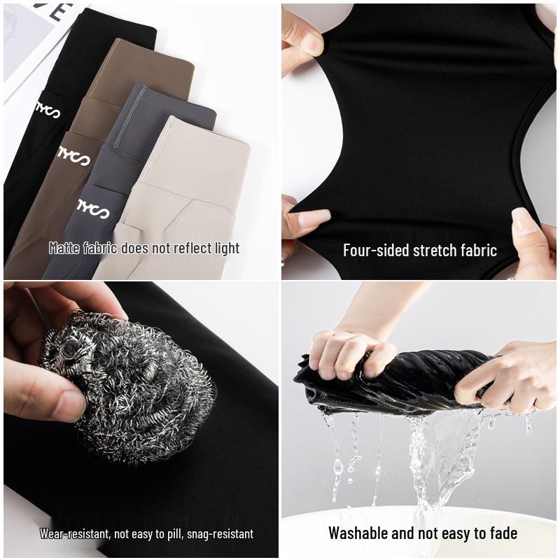 Seamless Nylon Yoga Leggings with Pockets - Lightweight Shark Pants for Spring/Summer