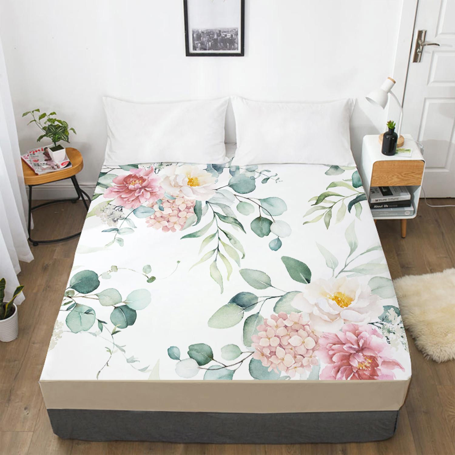 Домашний текстиль Цветы 3D-печать с рисунком Простыня наматрасник Резинка Простыня — фото 9