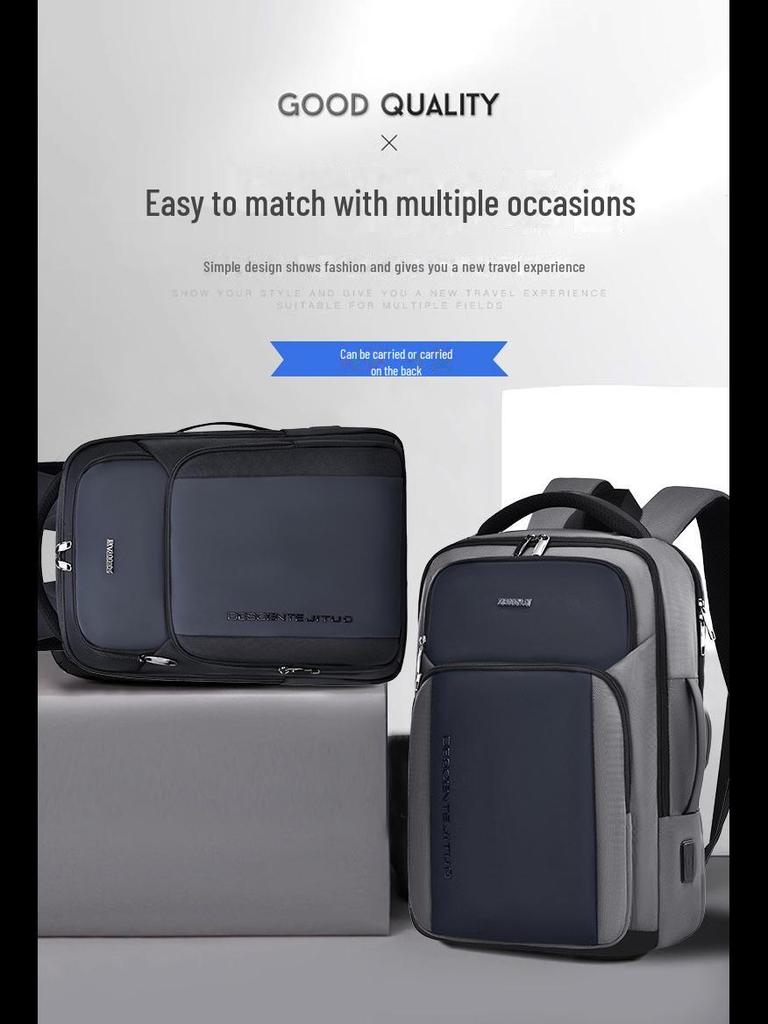 Geräumiger Laptop-Rucksack mit USB-Ladeanschluss – Unisex, spritzwassergeschützt für Geschäfts- und Freizeitfahrten