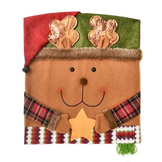 Capa de Cadeira de Natal Boneco de Neve Papai Noel Forma de Rena Capa de Encosto com Tema de Natal Decoração de Assento de Restaurante