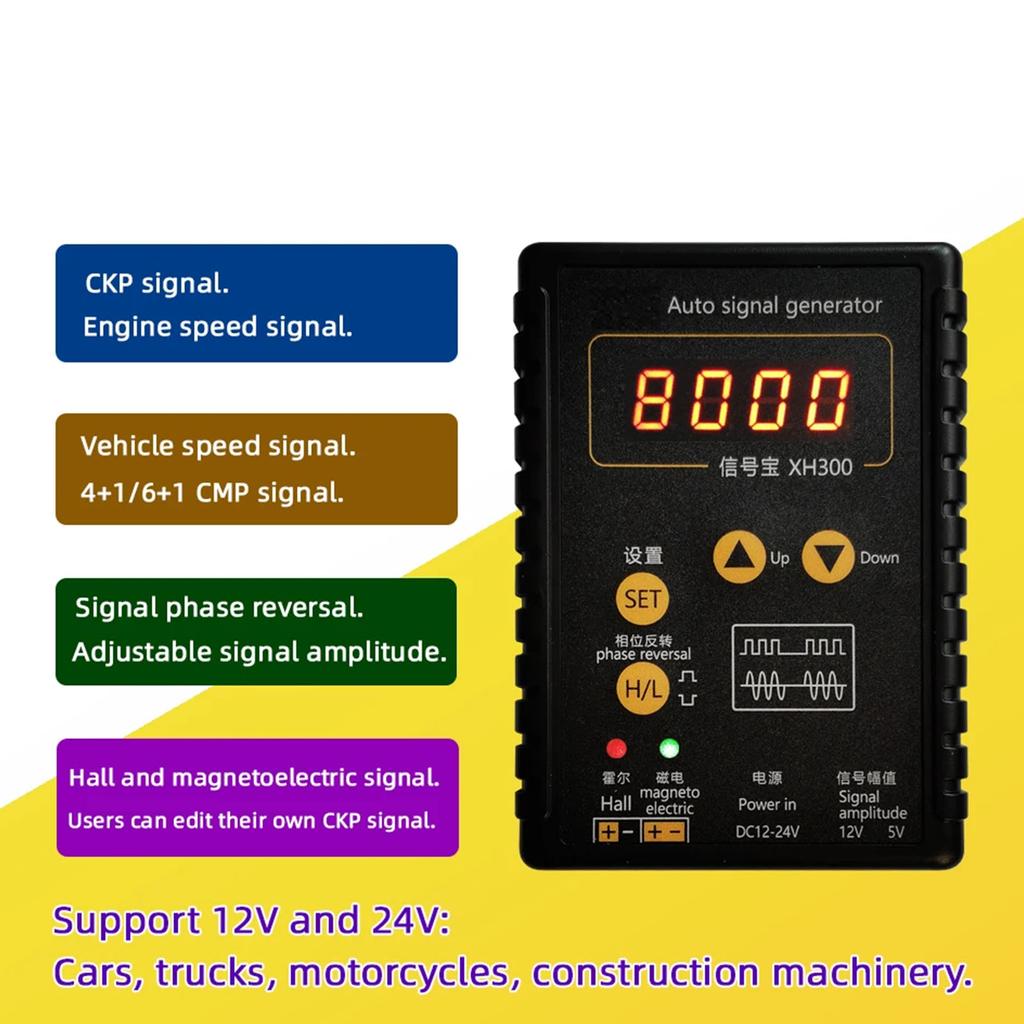 Multifunction Vehicle Signal Generator with LED Indicator Engine Diagnostic Tool Upgrades for Hall & Magnetic Sensors