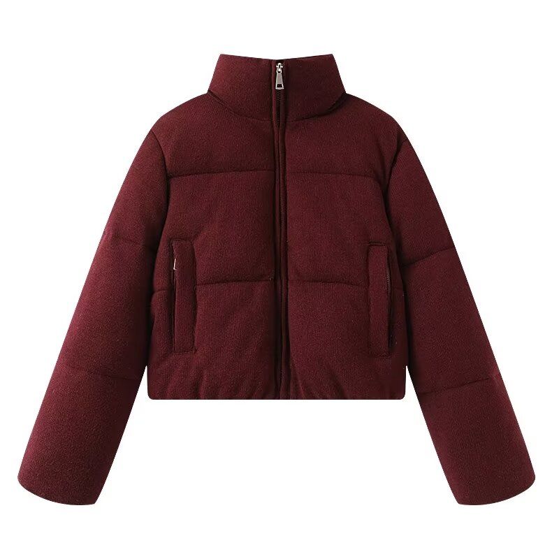 Za Autumn and Winter New Arrivals Women's Clothing Zr European and American Style Fashionable Knitted Fabric Stand Collar Warm Cotton Jacket 6318228