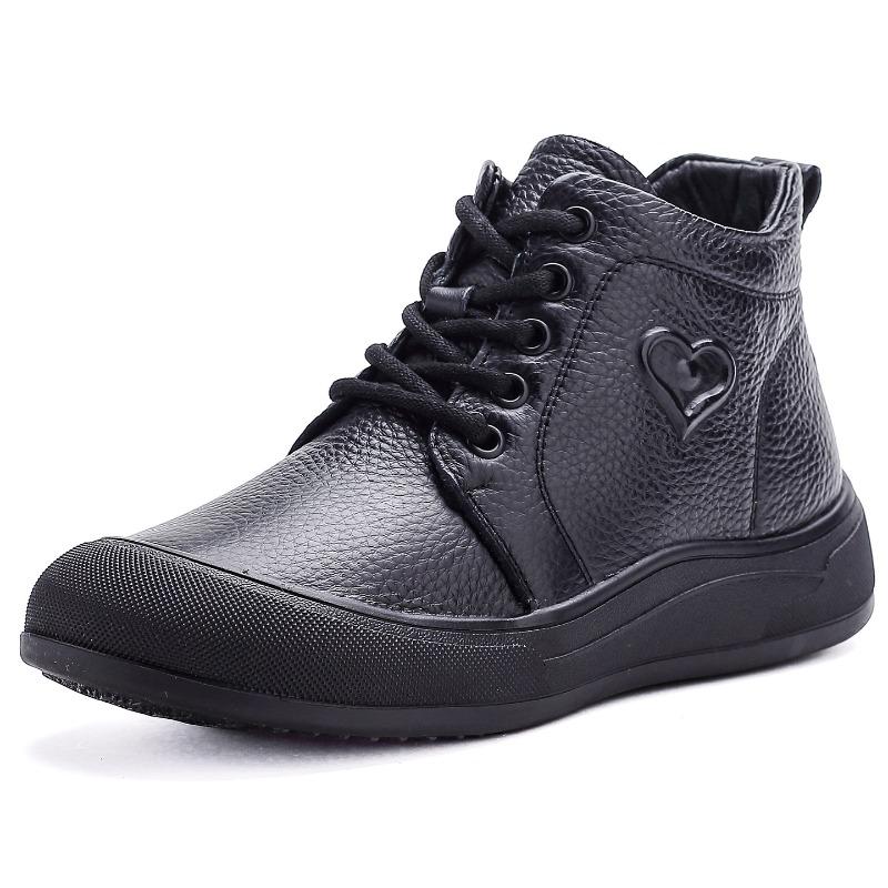 First Layer Cowhide Retro Thick-soled Small Short Boots Winter New Mother Shoes Genuine Leather Boots Women's Leather Boots