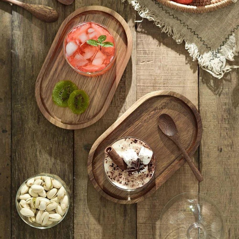 

Solid Wood Dessert Plate Oval Rectangle Snack Plate Tableware Tea Tray Wedding Party