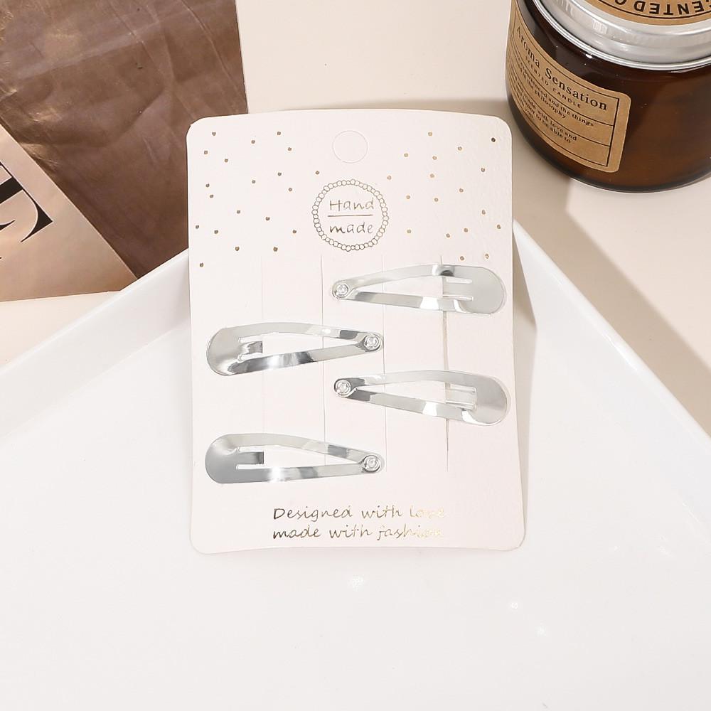 Épingles à cheveux simples givrées pour filles, 3 pièces, pinces à cheveux carrées, ovales, Triangle, pour enfants, épingles à cheveux, cliquez sur clac