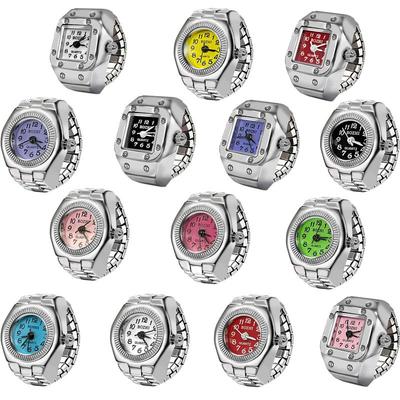 Vintage Punk Finger Uhr Mini Gummiband Legierung Uhren Paar Ringe Schmuck Uhr Retro Römischen Quarzuhr Ring