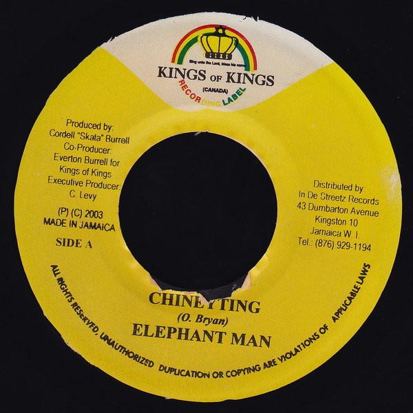 7inch Record ELEPHANT MAN / JAGWA - Chineyting / Dishonour NONE Kings of Kings 2003 Jamaica Reggae, Ska & Dub Used