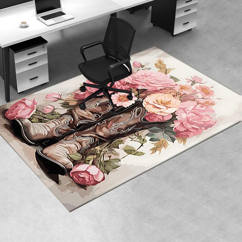 Western Cowboy Boot Chair Mat Office Carpet, Oversized Rug for Home Decor, Sofa Mat, Desk Pad Gift, Suitable for Bedroom, Living Room, Various Rooms