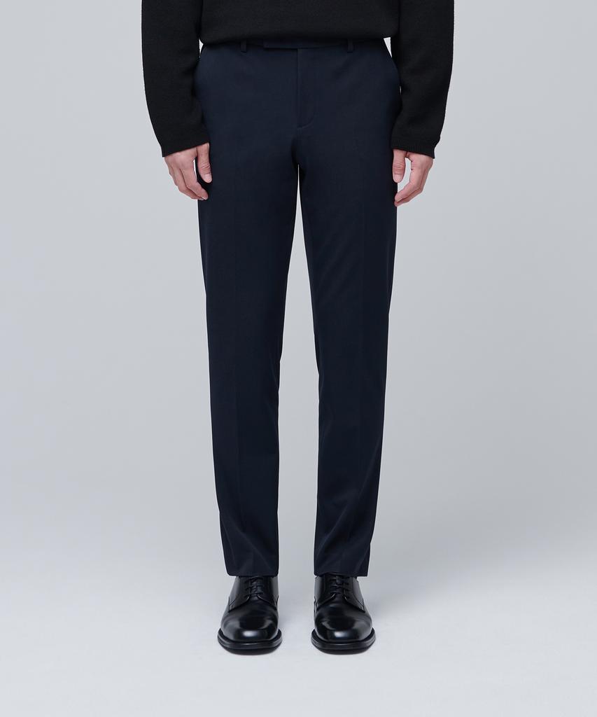 Musinsa Standard Heavyweight Fleece-Lined Tapered Hidden Elastic Waist Length Slacks [Navy]