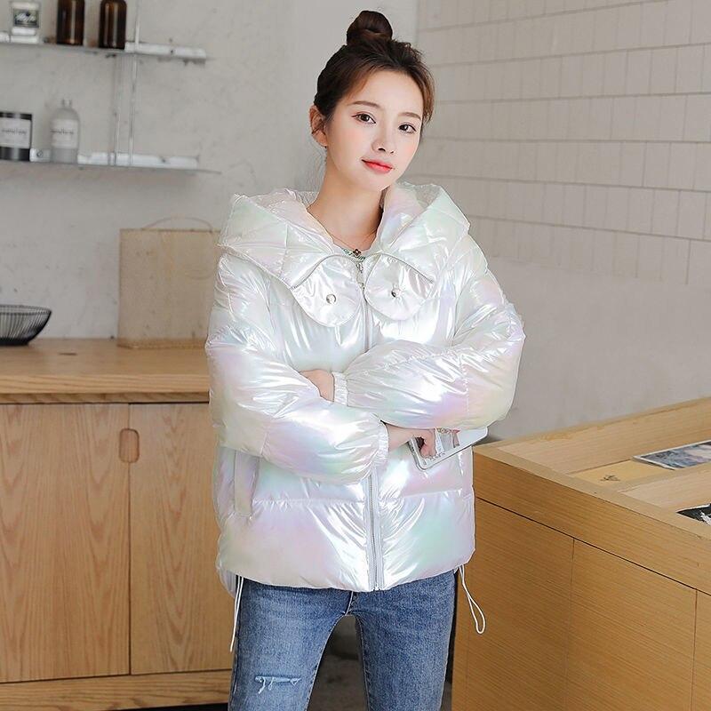 Neue Koreanische Lose Mode Helle Verdickte Unten Parka Rosa Gelb Weiß Brot Mantel Fledermaus Ärmeln Dicke Kleidung