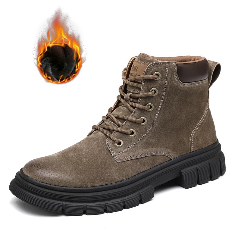 Pánská luxusní móda pouštní boty podzimní zimní obuv kovbojské boty z pravé kůže outdoorové turistické platforma kotníkové pánské boty