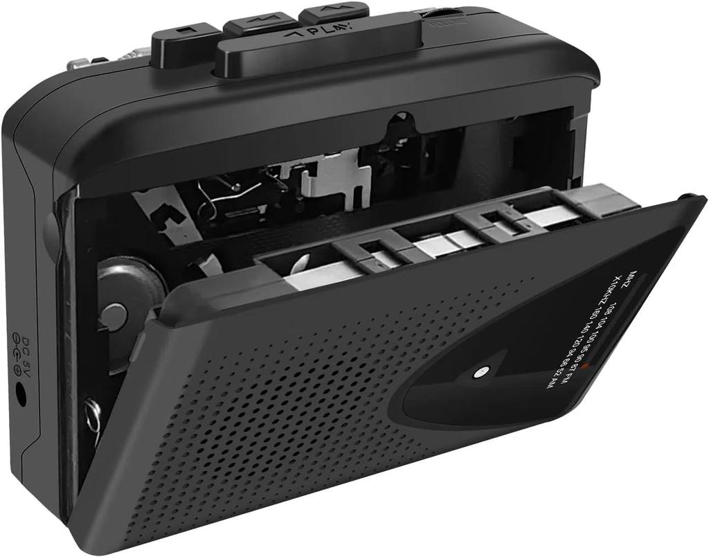Levigo Cassette Portable Tape Includes USB Black Player, Radio, AM/FM Radio, Playback, Lightweight, Compact, Cable,