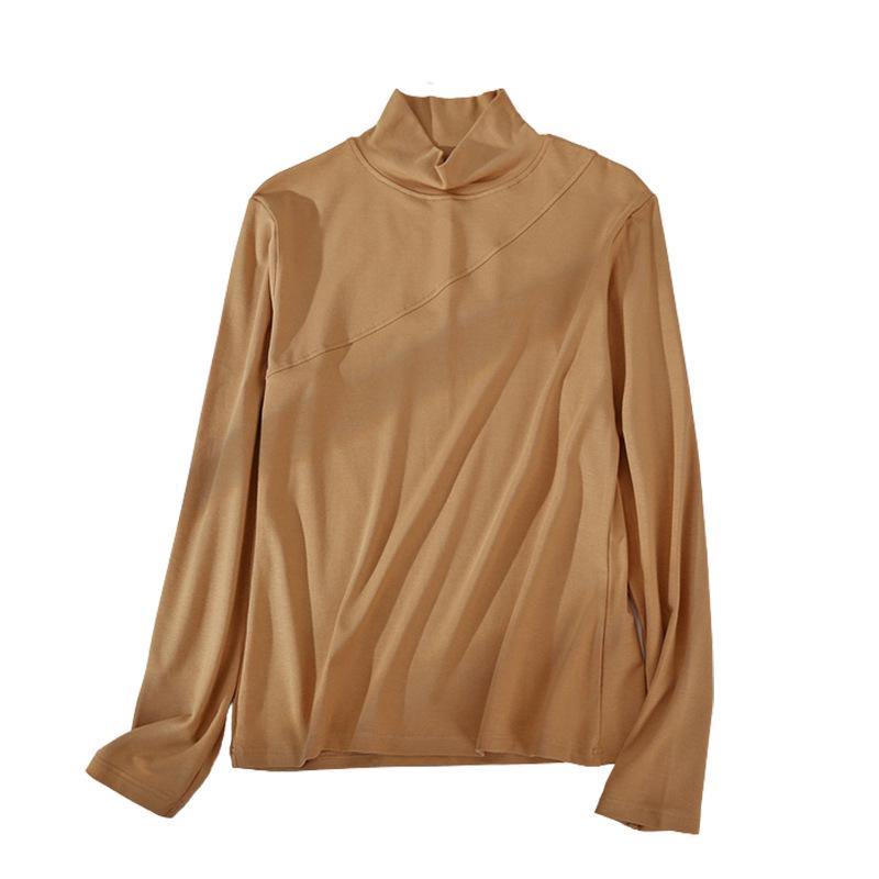Strato Base Dimagrante Collo Alto Senza Cuciture di Nicchia - Manica Lunga, Patchwork, Capo d'Abbigliamento Casual