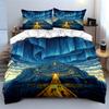 Illuminated pyramid and aurora. Bedding sets Duvet cover sets Duvet covers Pillowcases(1 * Duvet Cover 2 * Pillowcases without duvet insert)