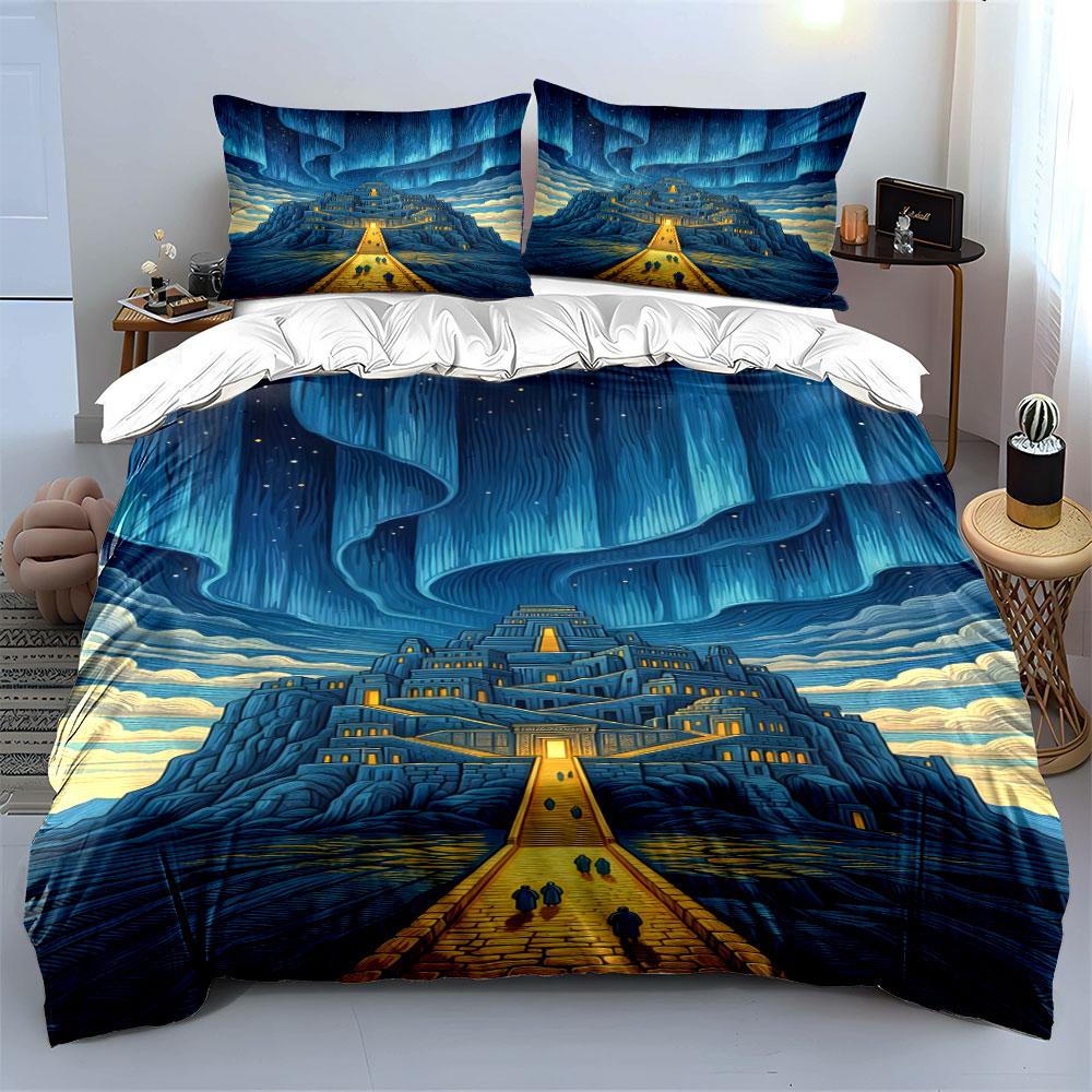 Illuminated pyramid and aurora. Bedding sets Duvet cover sets Duvet covers Pillowcases(1 * Duvet Cover 2 * Pillowcases without duvet insert)