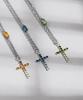 Armo Fade Crystal Cross Necklace (Brown)