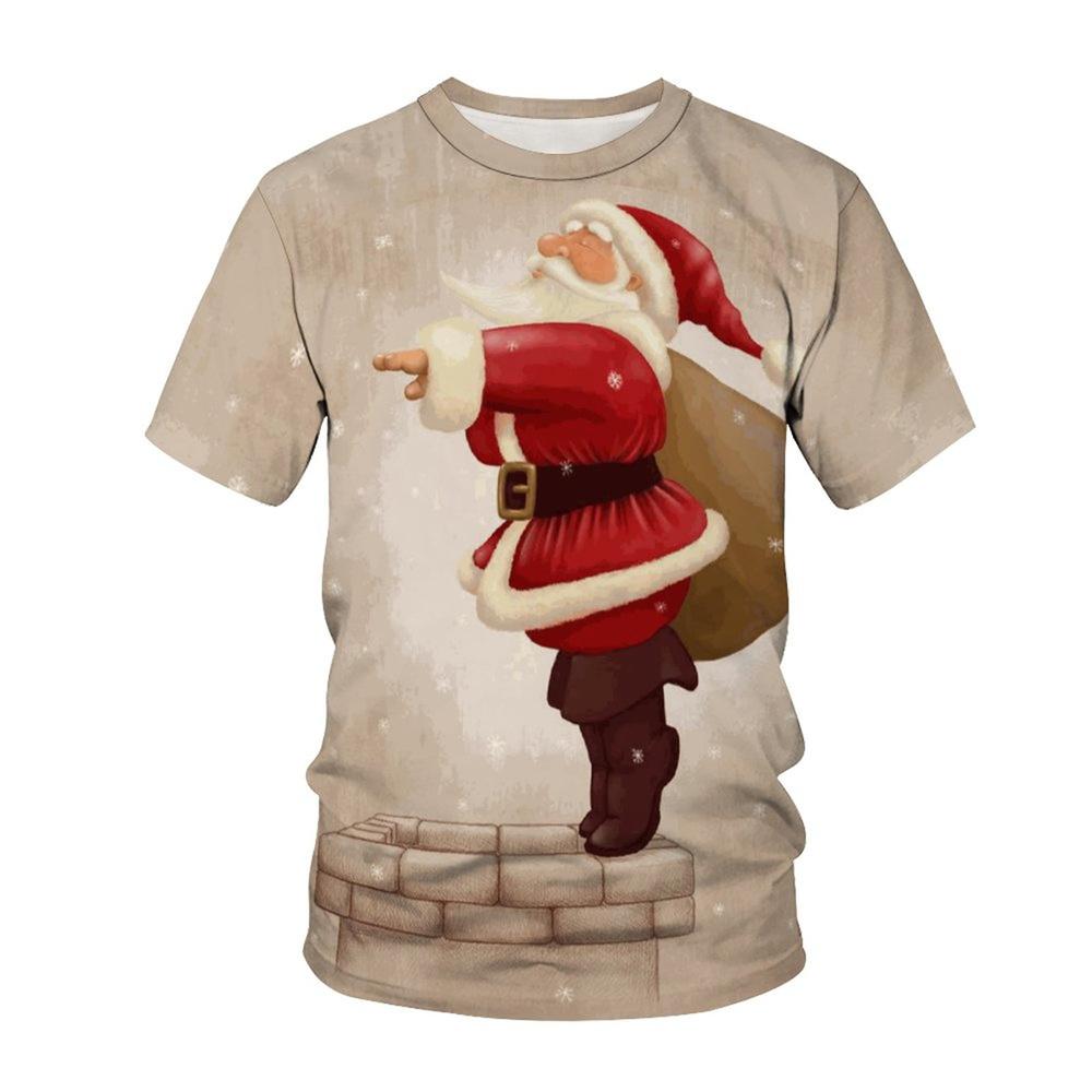 Morsom personlighet julenissen grafiske t-skjorter for unisex Ny trend Uformell feriefest T-skjorter med rund hals trykte kortermede topper