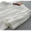 Women's White POLO Collar Knitted T-shirt Summer Loose Ice Silk T-shirt Hollowed Out Knitted Top