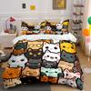 Cute Cartoon Cat Faces Bedding Bedding Duvet Cover Set Duvet Cover Pillowcases (1 * Duvet Cover 2 * Pillowcases, without duvet insert)
