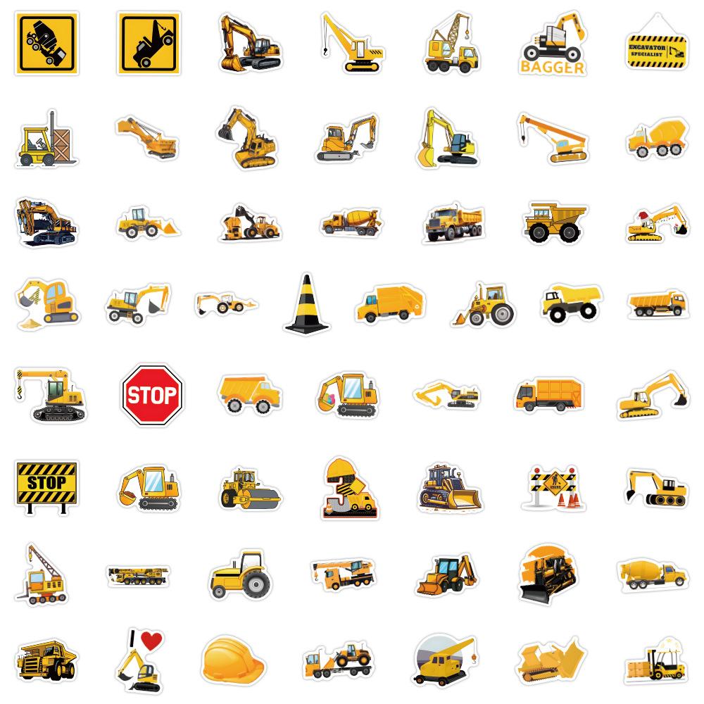 55 Sheets Excavator Engineering Machinery Graffiti Stickers Decorate Luggage Scooter Stickers