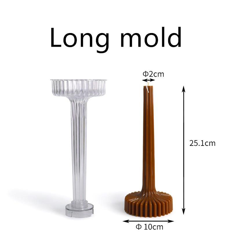 DIY Aesthetic Ribbed Pillar Candle Mold for Making Wedding Tall Striped Taper Soy Wax Sculptural Column Acrylic Plastic Mould