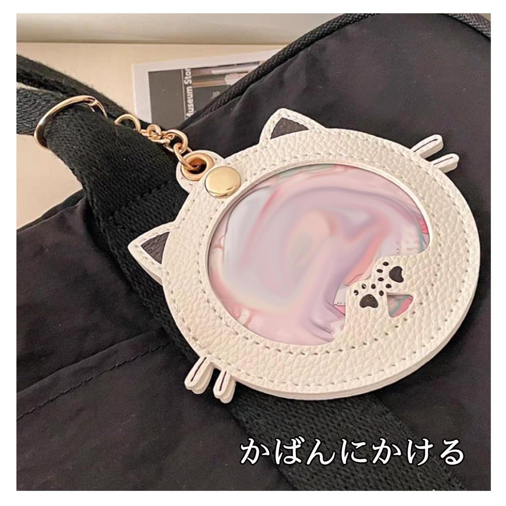 Can Badge Case Cute Cat Shape Can Badge Cover PU Leather Keychain Type Transparent Badge Protection Storage Collection Display Anime Goods 65mm Badge
