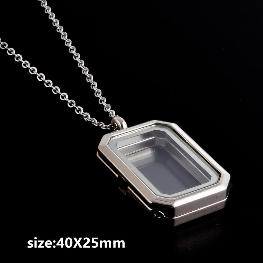 1pcs Alloy Pendant Magnet Locket Necklace Water Droplet Rectangle Heart Necklaces For Women Men DIY Photo Stainless Steel Chains