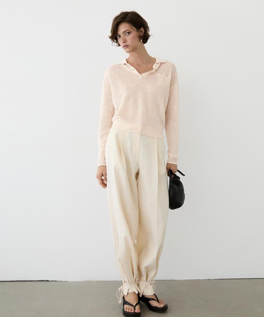 Masimodutti Thin Linen Polo Neck Sweater