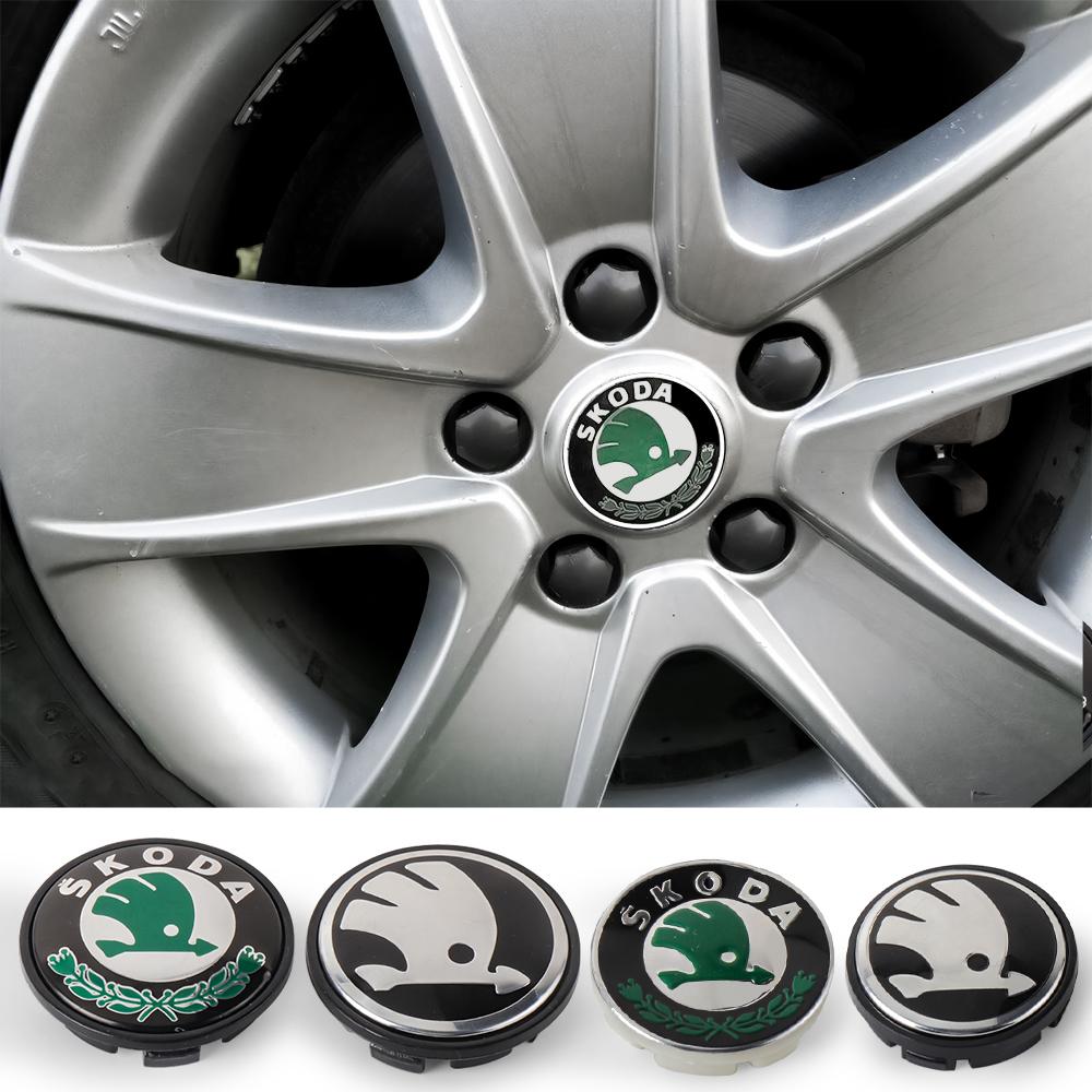 CXUX8 4PCS 55/65mm Car Original Wheel Center Cover Hub Cap Emblem For Skoda Octavia Fabia Rapid Superb A5 A7 VRS VII Accessories Cover
