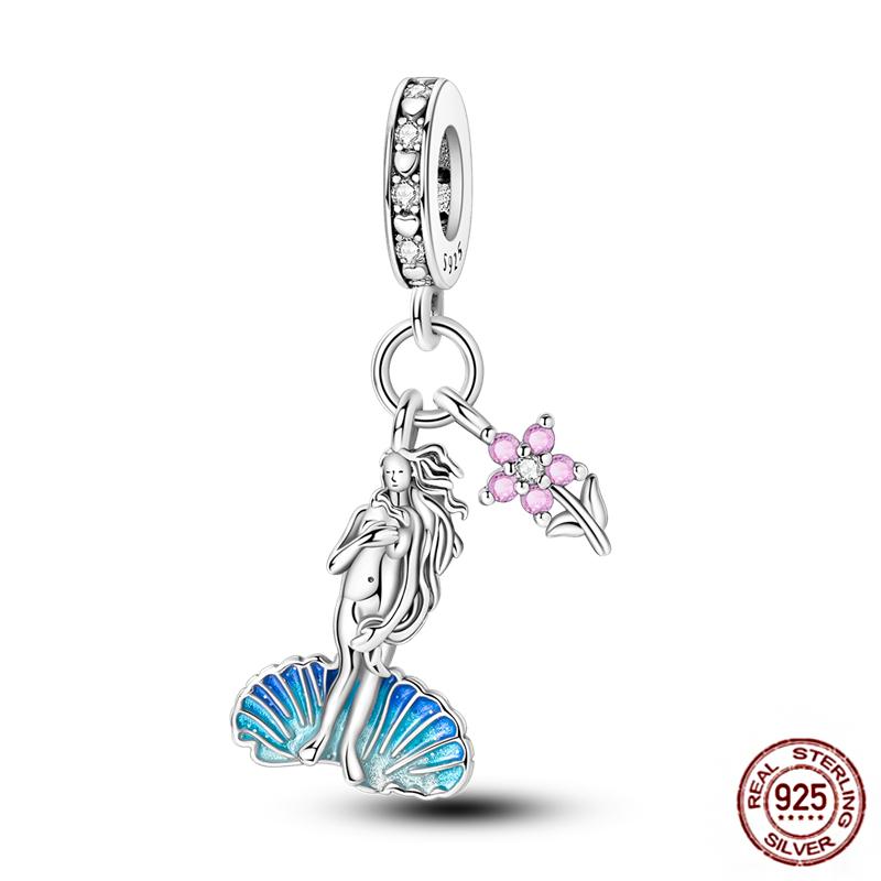 Blue Series Charms Plata Copper Evil Eye Moon Airplane Dolphin Sea Turtle Love Mini Beads For Bracelet Diy Jewelry