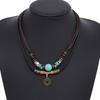Multi-Layer Vintage Coin Pendant Leather Beaded Weaved Prayer Necklace Fashion Jewelry Gifts