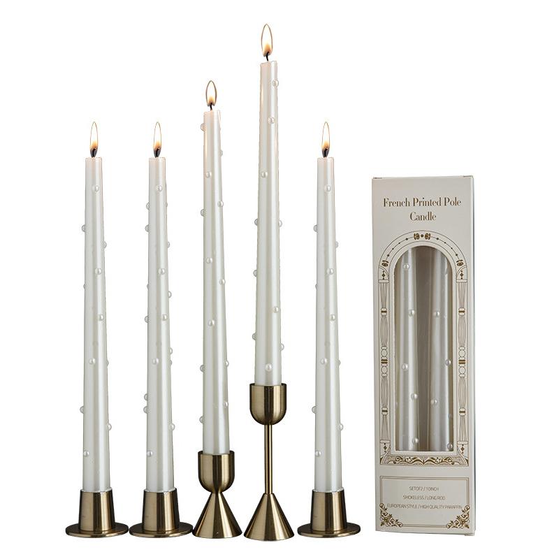 2 Stück/Set Rauchfreie Aromatherapie-Kerzen Hochzeits-Langstielkerzen Europäischer Stil Sojawachs Party Perlenkerzen Zuhause 20/30cm
