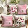 Pink Floral Spring Print Nordic Home Decor Pillowcase Bedroom Living Room Sofa Decoration Polyester Cushion Cover with Zipper