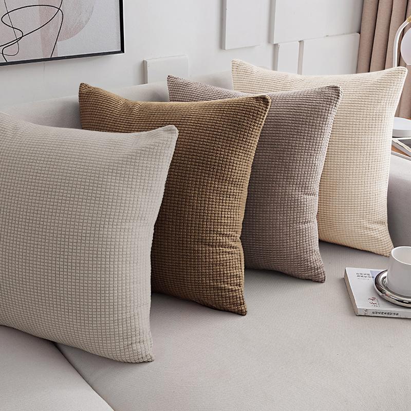 40x40 45x45 50x50 Housse de coussin Jacquard Couleur Unie pour Canapé Bureau Coussin lombaire Housse de coussin Décoration de Maison