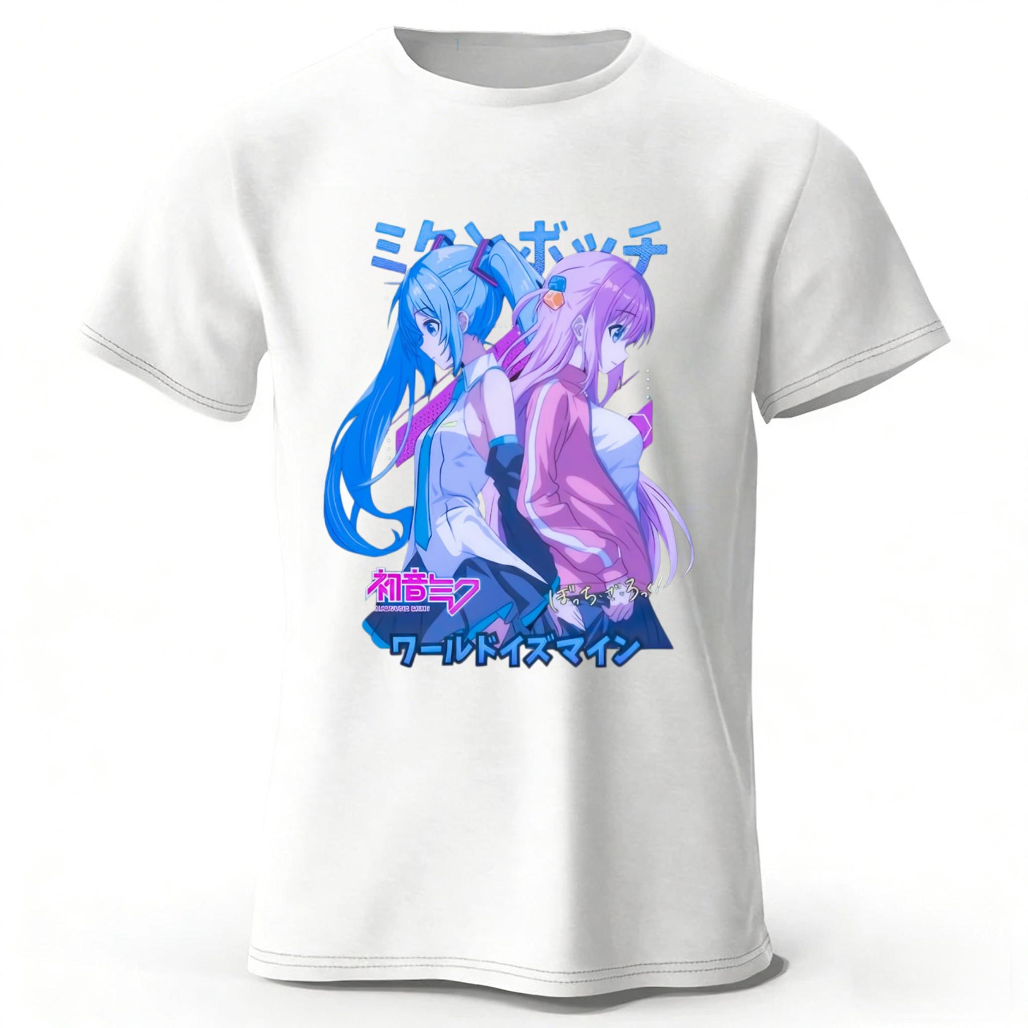 Summer Hatsune Miku Printed Pure Cotton T-shirt Men Fashion Casual Comfortable Plus-size Short Sleeves S