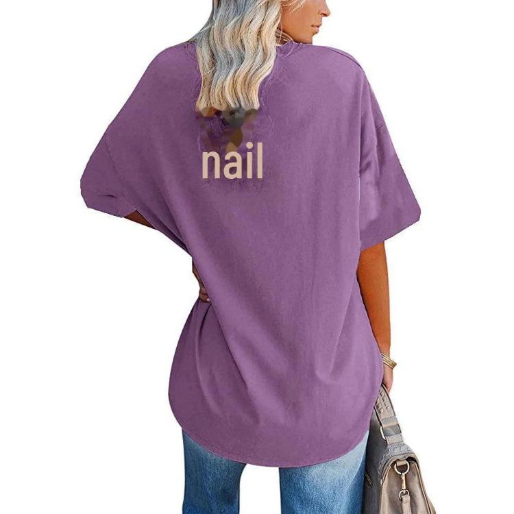 Neues lockeres einfarbiges T-Shirt Europäischer Amerikanischer Stil
