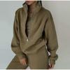 European & American Style Casual Zipper Fleece Knit Sweatshirt & Sweatpants Women's Two-Piece Set