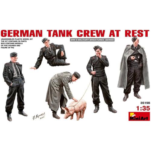 Miniart 1/35 Scale German Resting Tank Crew Figures (5 Figures & 1 Pig) Plastic Model Kit MA35198
