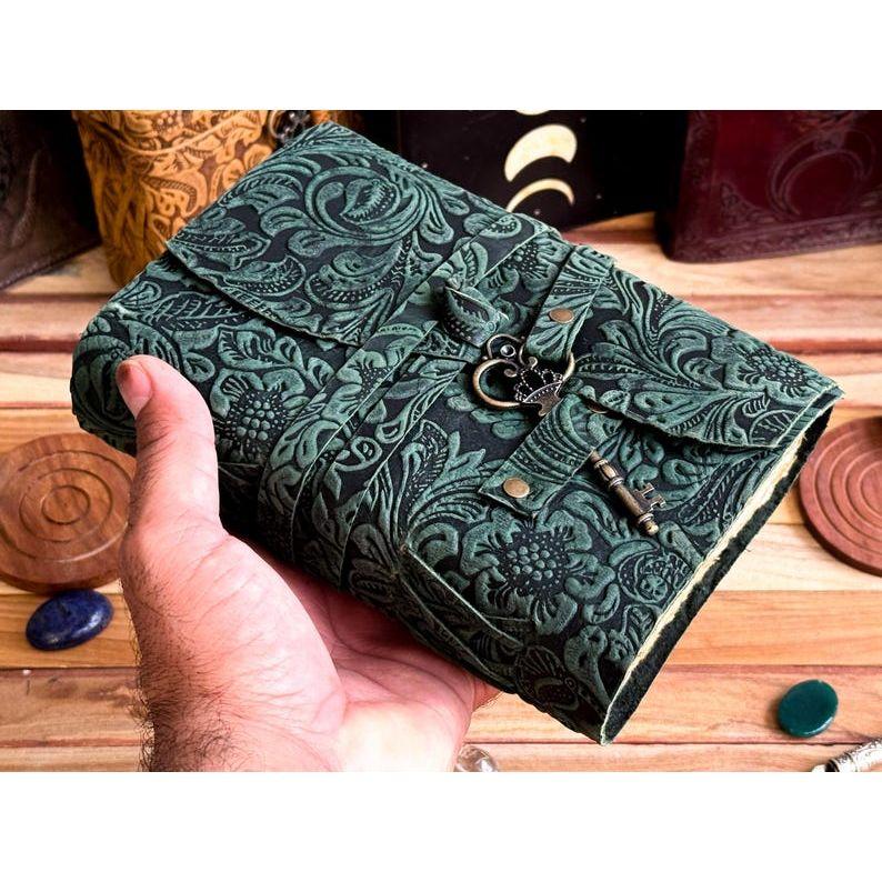 

кожаный журнал Блокноты из натуральной кожи для мужчин женщин - Красивый журнал для эскизов Книга для путешествий Пустой Блокнот Гримуар для заклинаний 7 x 5 in