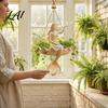 Garden Landscaping Accessories Fairy Ballet Dancer Mermaid Hanging Planter Resin Decorative Flower Pot with Metal Chain Hand Carved Planter Outdoor