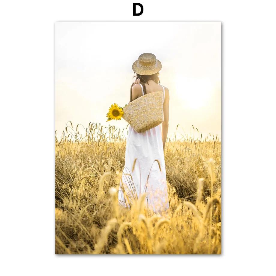 Canvas Painting Gold Sunflower Tulip Dahlia Daisy Orange Nordic Wall Art Posters and Prints Wall Pictures for Living Room Decor