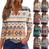 Damen V-Ausschnitt Freizeit Dreiviertelarm Knopf-Detail Top mit Blumenmuster