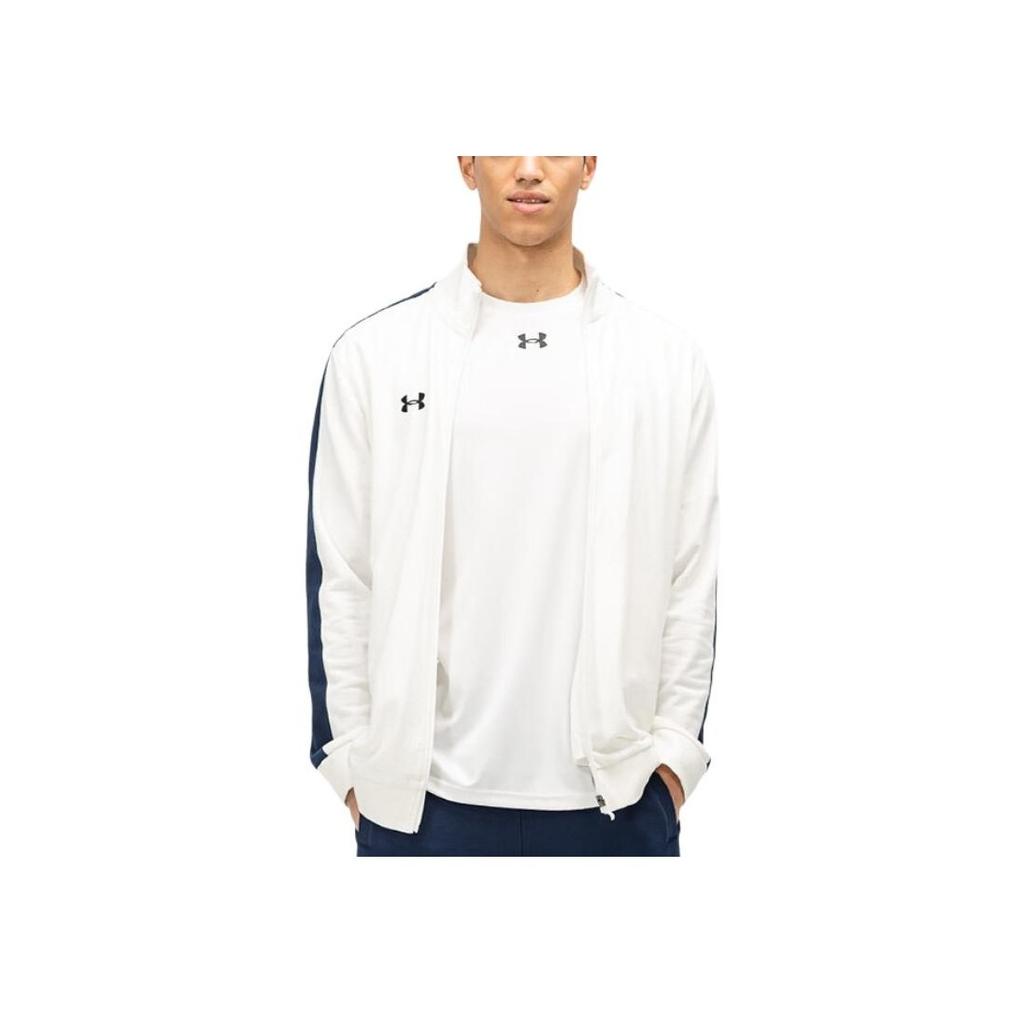 Under Armour Logo Print Color-Block Knit Sports Jacket Men Outerwear White 21500440-100