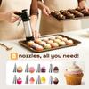 Cookie Press Stainless Steel Cookie Press Gun Kit with 13 Cookie Discs+8 Icing Nozzles for Making and Decorating Cookies