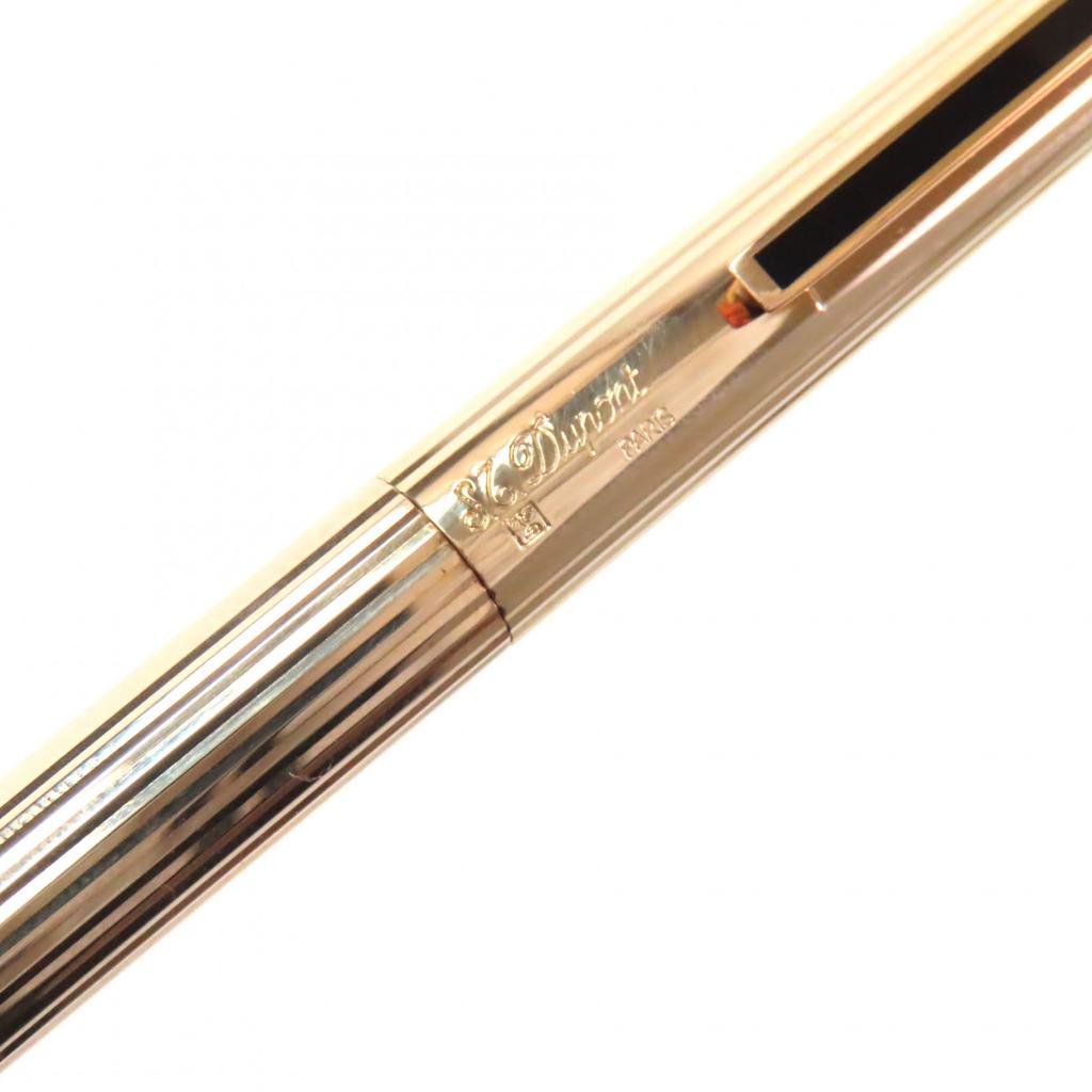 Great Dupont Ballpoint pen PG stripe with engraved logo and twist fastening gold mens Used