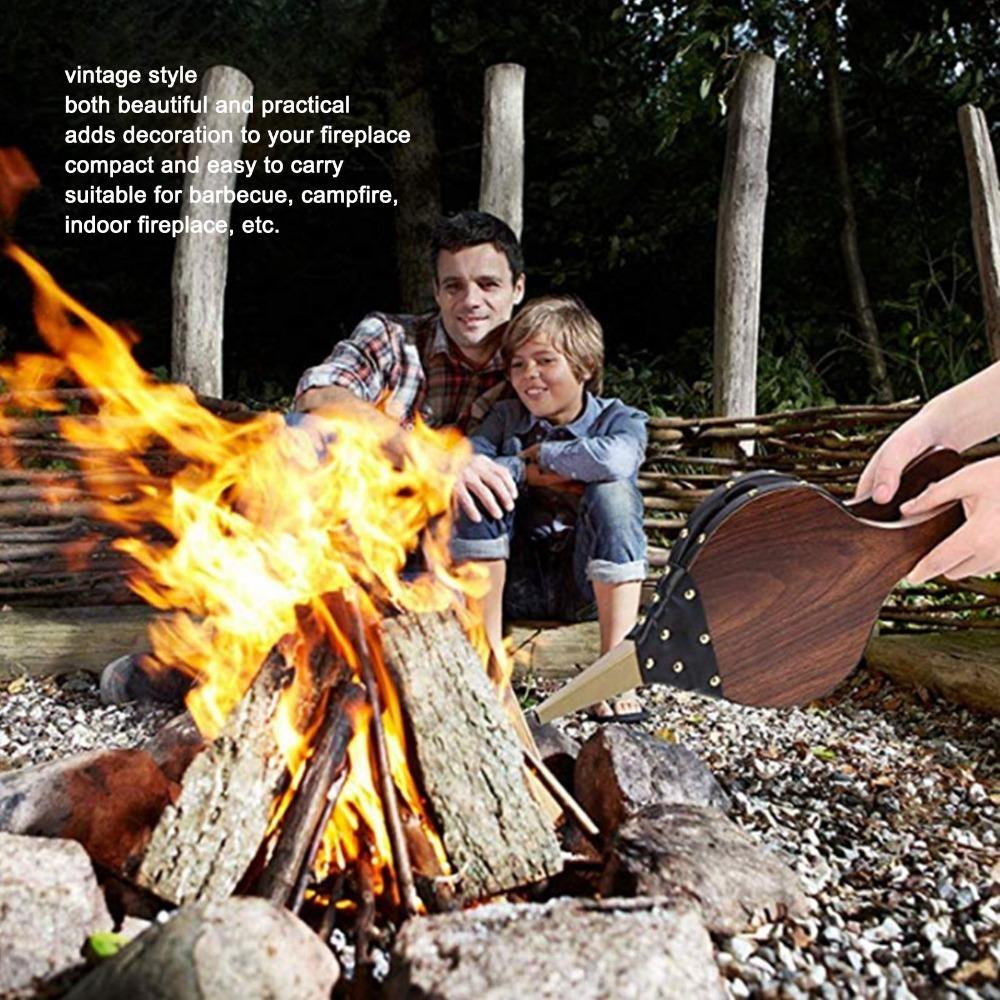 Black Brown Fireplace Bellows MDF Board Campfire Air Blower  Picnic Grilling Camping