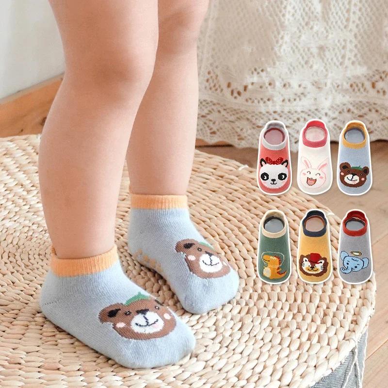 Neue Baby Baumwollsocken Niedliches Cartoon Tiermuster Bequem Atmungsaktiv Baby Rutschfest Kinder Bodensocken