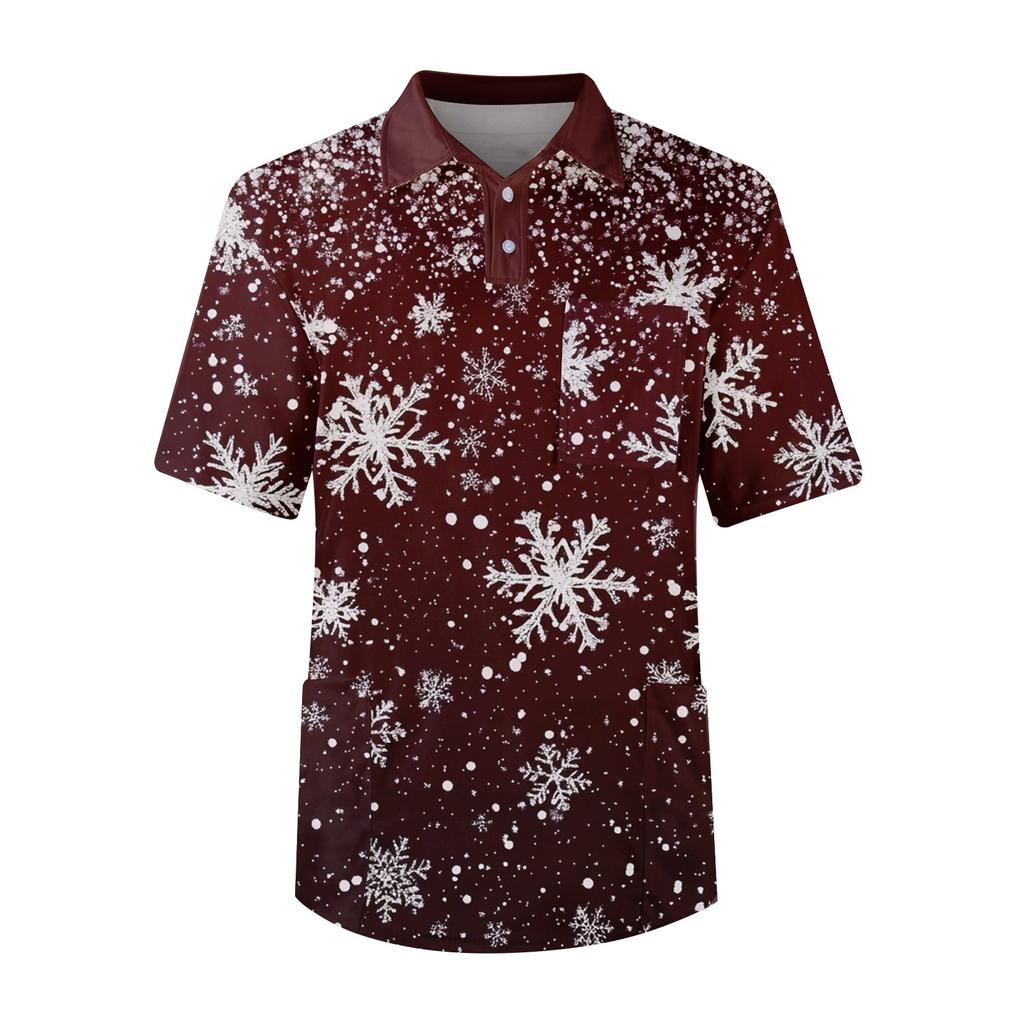 Men's Short Sleeve Button Lapel Solid Color Chest Pocket Dry-nurse Top